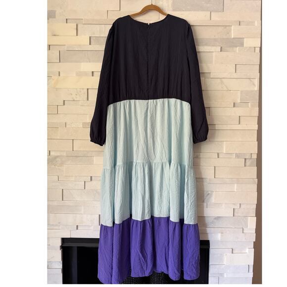 LANE BRYANT NWOT Night Sky Blue Crepe Tiered Maxi Long Dress 24 Transitional - Picture 3 of 7
